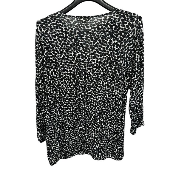 Michael Kors Womens 1X Animal Print Top Long Sleeve Viscose Blouse Black & White - Picture 5 of 8